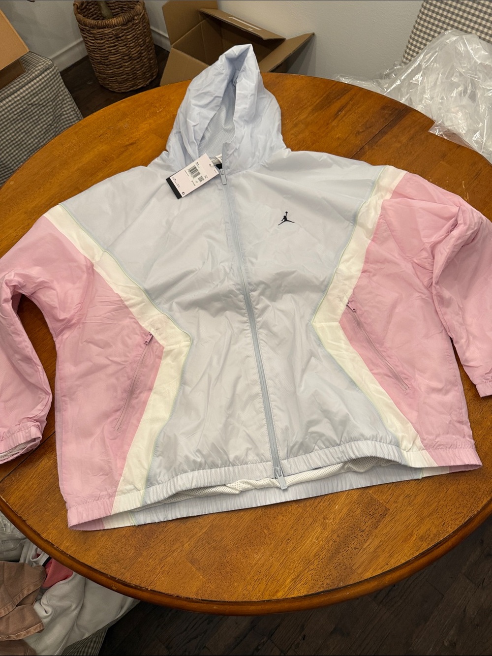 Jordan Brooklyn Hooded Draft Jacket "Aura / Iced Carmine" - Men's XXXL - NEW ✨